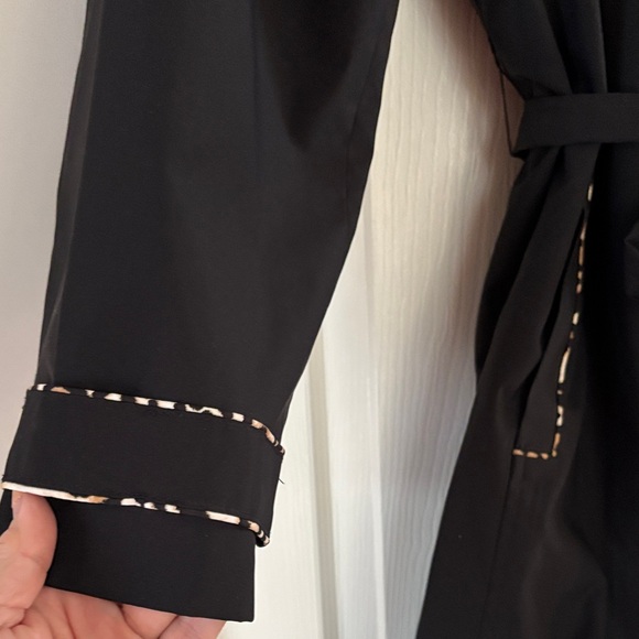 Chico's Black Trench Coat with Leopard Lining - Picture 2 of 6